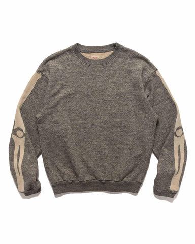 Grandrelle Fleece Knit BIG Crew SWT (BONE) Charcoal - HAVEN