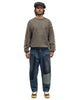 Grandrelle Fleece Knit BIG Crew SWT (BONE) Charcoal - HAVEN