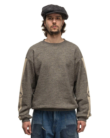 Grandrelle Fleece Knit BIG Crew SWT (BONE) Charcoal - HAVEN