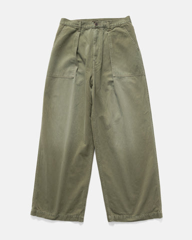 KAPITAL Herringbone FATIGUE Baggy Pants Khaki, Pants