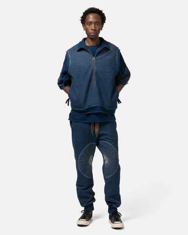 KAPITAL IDG Fleecy Knit SWT Pants (FUROSHIKI Embroidery) Indigo, Sweatpants