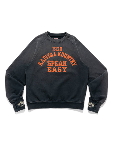 Kapital SWT Knit Raglan Crew SWT (SPEAKEASY College) Black, Sweaters