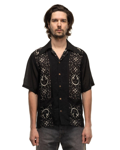 Silk Rayon HAVANANAJA WRANGLE Collar CUBA Shirt S/S Black - HAVEN