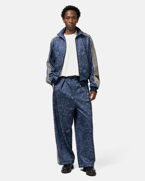 KAPITAL Smooth Jersey COOKIE Bandana Baggy Track Pants Navy, Pants