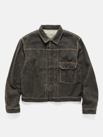 KAPITAL Twill Aging-Wool 1st JKT Fade Charcoal, Denim Jackets