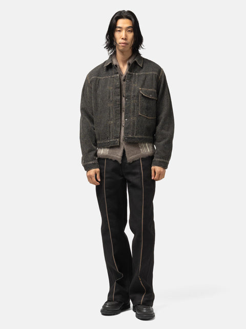 KAPITAL Twill Aging-Wool 1st JKT Fade Charcoal, Denim Jackets