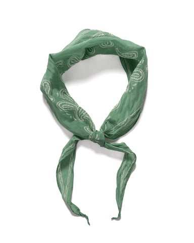 Kapital WASHER Crinkle Silk Neckerchief (PECOS Paisley) Light Green, Accessories