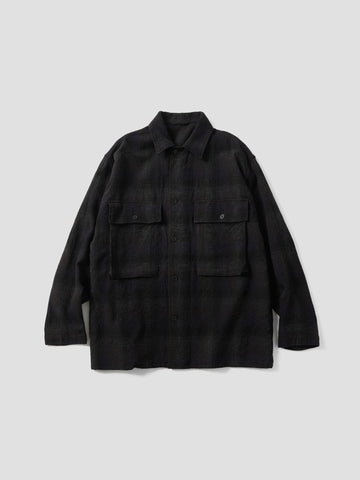 KAPTAIN SUNSHINE Alpaca Wool Field Shirt Jacket Dark Navy, Shirts