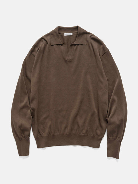 KAPTAIN SUNSHINE Cotton Knit Skipper Shirt Mocha Brown, Sweatshirts
