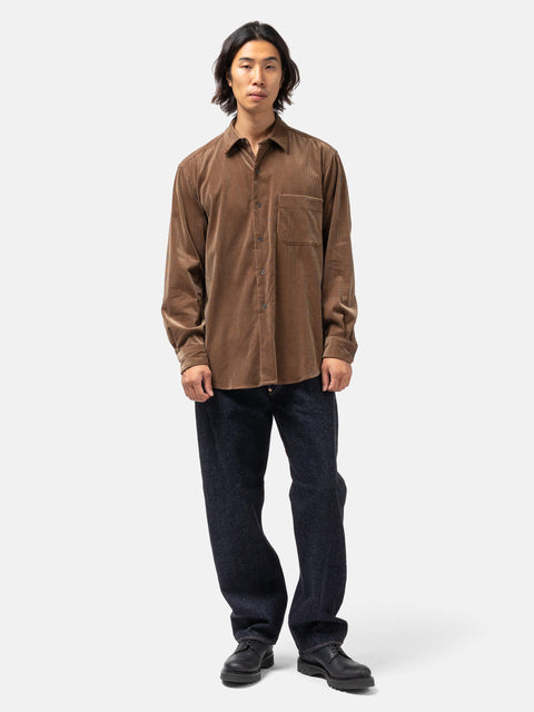KAPTAIN SUNSHINE Suvin Corduroy Regular Collared Shirt Brown, Shirts
