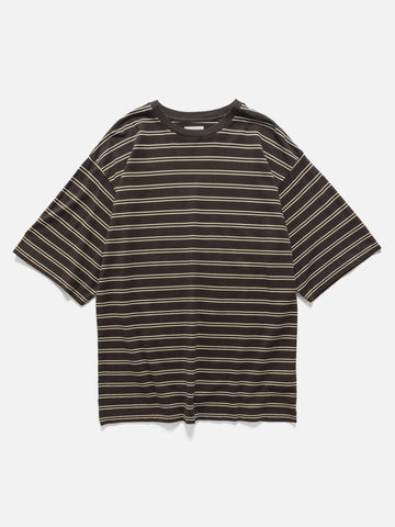 KAPTAIN SUNSHINE Twisted Stripe Jersey Half-sleeve Tee Brown Wide Stripe, T-Shirts