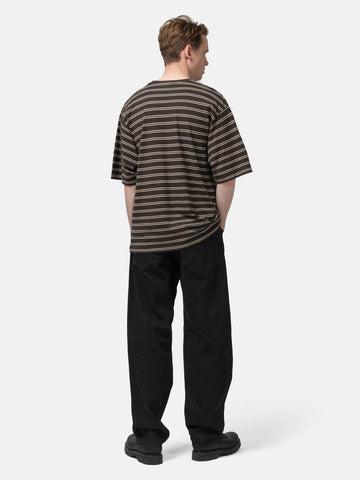 KAPTAIN SUNSHINE Twisted Stripe Jersey Half-sleeve Tee Brown Wide Stripe, T-Shirts