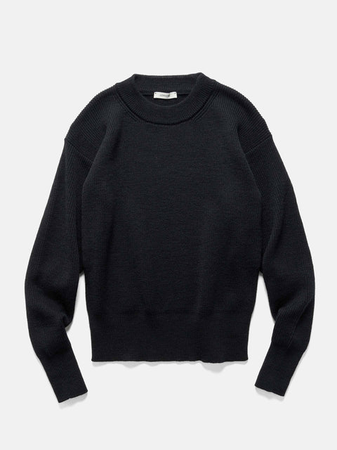 LEMAIRE Boxy Round Neck Sweater Black, Sweaters
