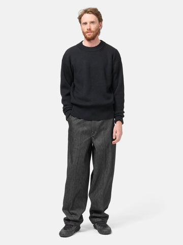 LEMAIRE Boxy Round Neck Sweater Black, Sweaters