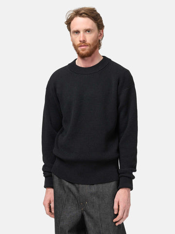LEMAIRE Boxy Round Neck Sweater Black, Sweaters