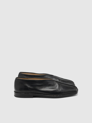 LEMAIRE Flat Piped Slippers Black / Dark Chocolate, Shoes