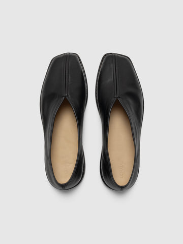 LEMAIRE Flat Piped Slippers Black / Dark Chocolate, Shoes