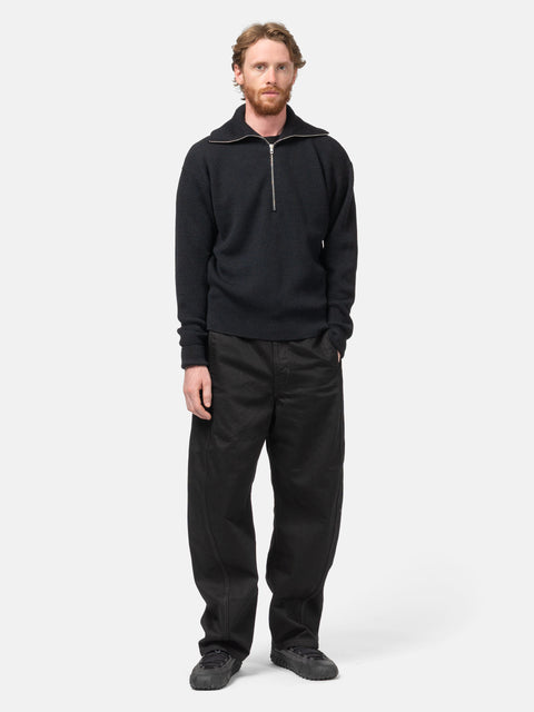LEMAIRE Half Zip Sweater Black, Sweaters