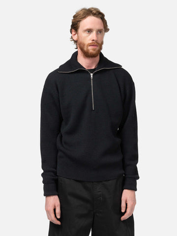 LEMAIRE Half Zip Sweater Black, Sweaters