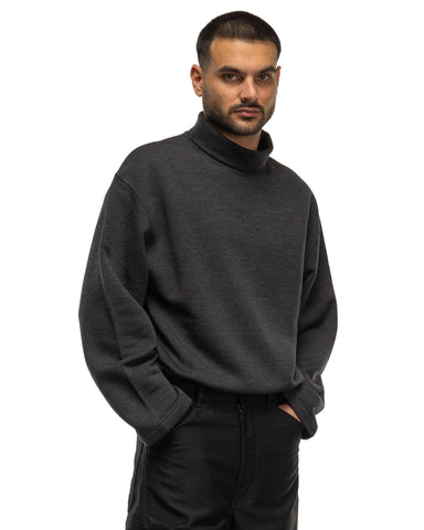 LEMAIRE Mock Neck Sweatshirt Anthracite Melange, Sweaters