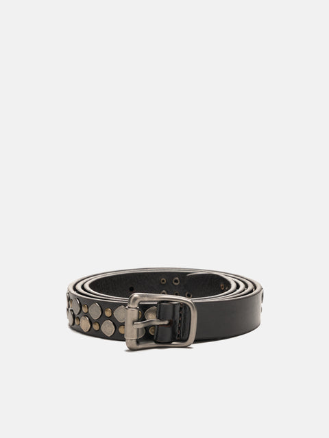 Front view of the LEMAIRE Rio Studs Belt 20 Dark Brown