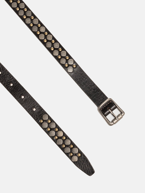 Close up of the LEMAIRE Rio Studs Belt 20 Dark Brown