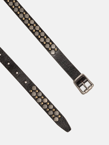 Close up of the LEMAIRE Rio Studs Belt 20 Dark Brown