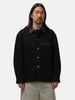 LEMAIRE Workwear Overshirt with Leather Collar Black, Jackets