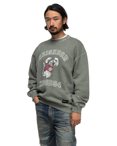 Neighborhood Pigment Dyed Sweat Shirt LS Olive Drab, Sweaters