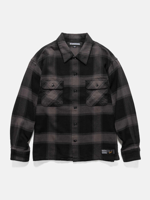 Flat shot of NEIGHBORHOOD Buffalo Check Shirt LS Gray