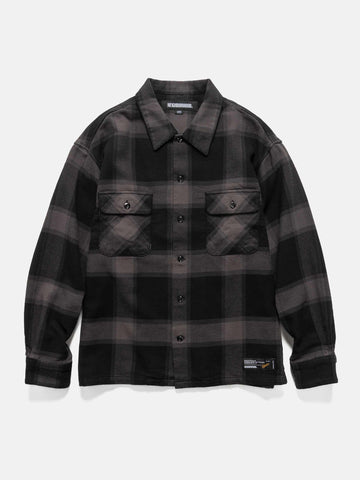 Flat shot of NEIGHBORHOOD Buffalo Check Shirt LS Gray