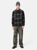 full-body view of model wearing NEIGHBORHOOD Buffalo Check Shirt LS Gray