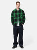 full-body view of model wearing of the NEIGHBORHOOD Buffalo Check Shirt LS Green