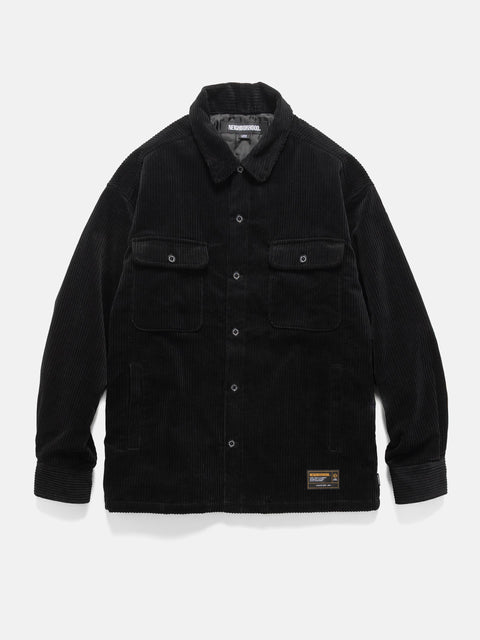 Flat shot of the NEIGHBORHOOD Corduroy CPO Shirt LS Black
