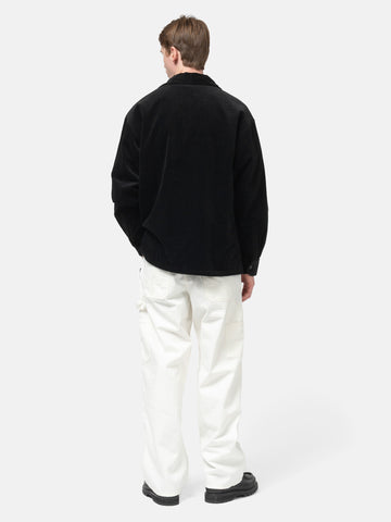 Rear view of model wearing NEIGHBORHOOD Denim Painter Pants White