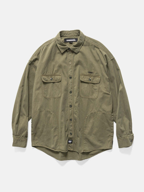 Neighborhood Garment Dyed Shirt LS Olive Drab, Shirts