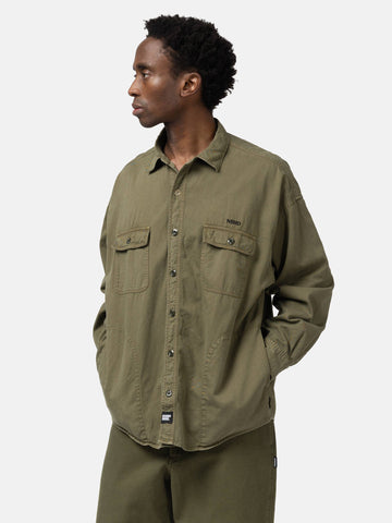 Neighborhood Garment Dyed Shirt LS Olive Drab, Shirts