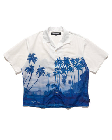 Palm Tree Hawaiian Shirt SS Blue - HAVEN