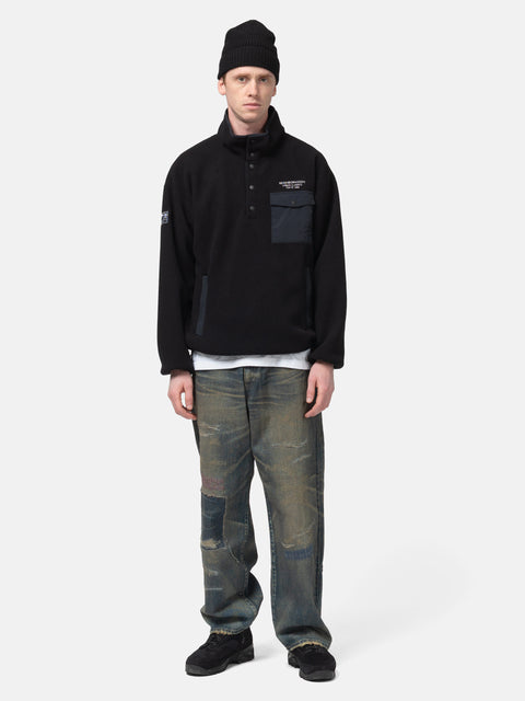 full-body view of model wearing NEIGHBORHOOD Savage Denim DP Wide Pants Indigo