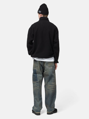 rear view of model wearing NEIGHBORHOOD Savage Denim DP Wide Pants Indigo