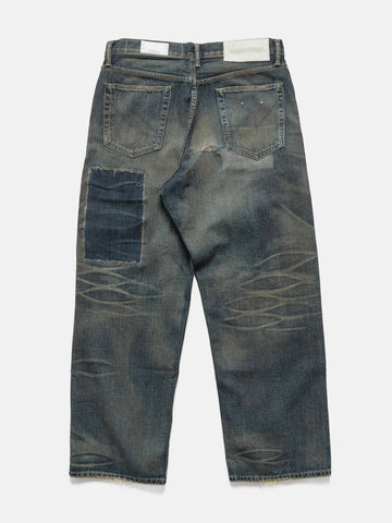 Flat shot of the back of the  NEIGHBORHOOD Savage Denim DP Wide Pants Indigo