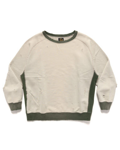 Needles 2-Tone Crew Neck Sweat Shirt - Cotton French Terry Beige, Sweaters