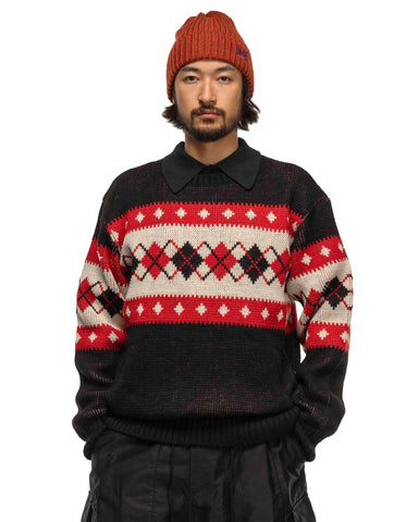 Needles Crew Neck Sweater - Argyle Black, Sweaters