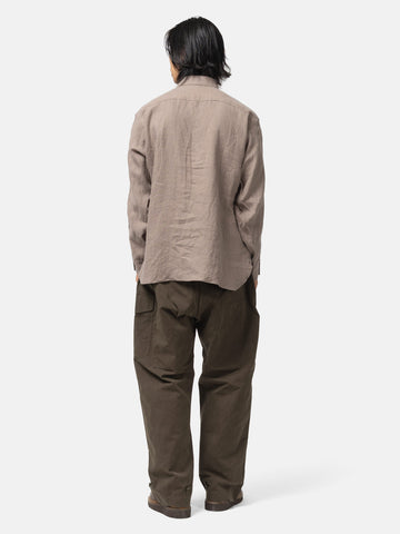 Needles Half Zip Work Shirt - Brushed Linen Canvas Taupe, Shirts