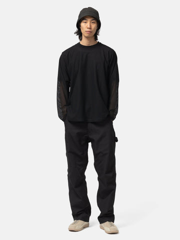Needles L/S U-Neck Tee - Geometric Raschel Lace Black, T-Shirts