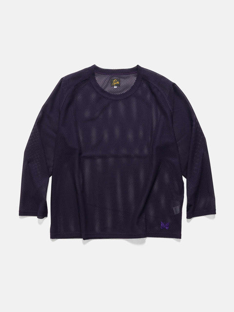 Needles L/S U-Neck Tee - Geometric Raschel Lace Eggplant, T-Shirts