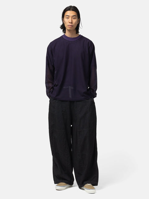 Needles L/S U-Neck Tee - Geometric Raschel Lace Eggplant, T-Shirts
