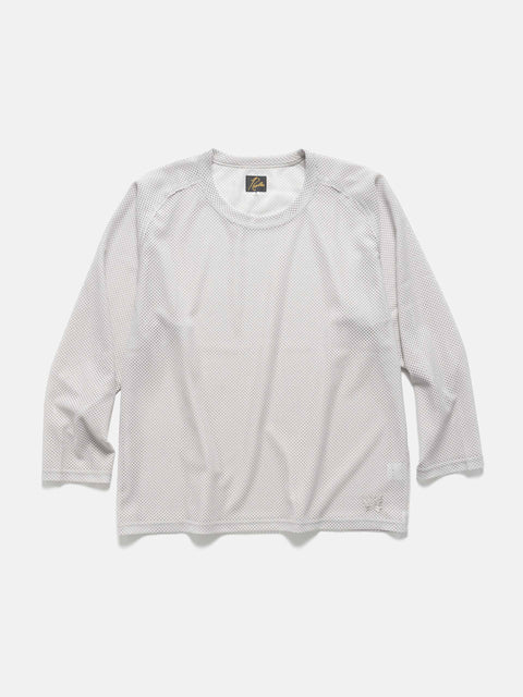Needles L/S U-Neck Tee - Geometric Raschel Lace Grey, T-Shirts