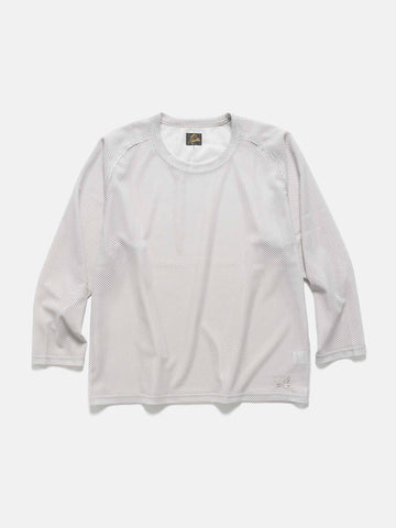 Needles L/S U-Neck Tee - Geometric Raschel Lace Grey, T-Shirts