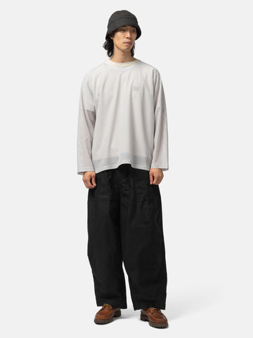 Needles L/S U-Neck Tee - Geometric Raschel Lace Grey, T-Shirts